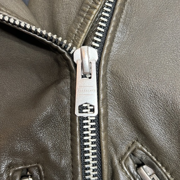 ALLSAINTS Prescott Biker Jacket Khaki Green - Picture 10 of 14